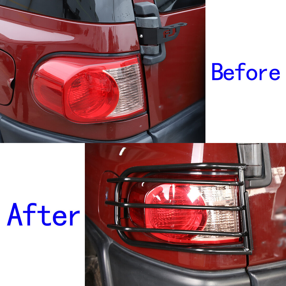 Tail Rear Light Guards Cover Protector for 2007-2021 Toyota FJ Cruiser Black 4