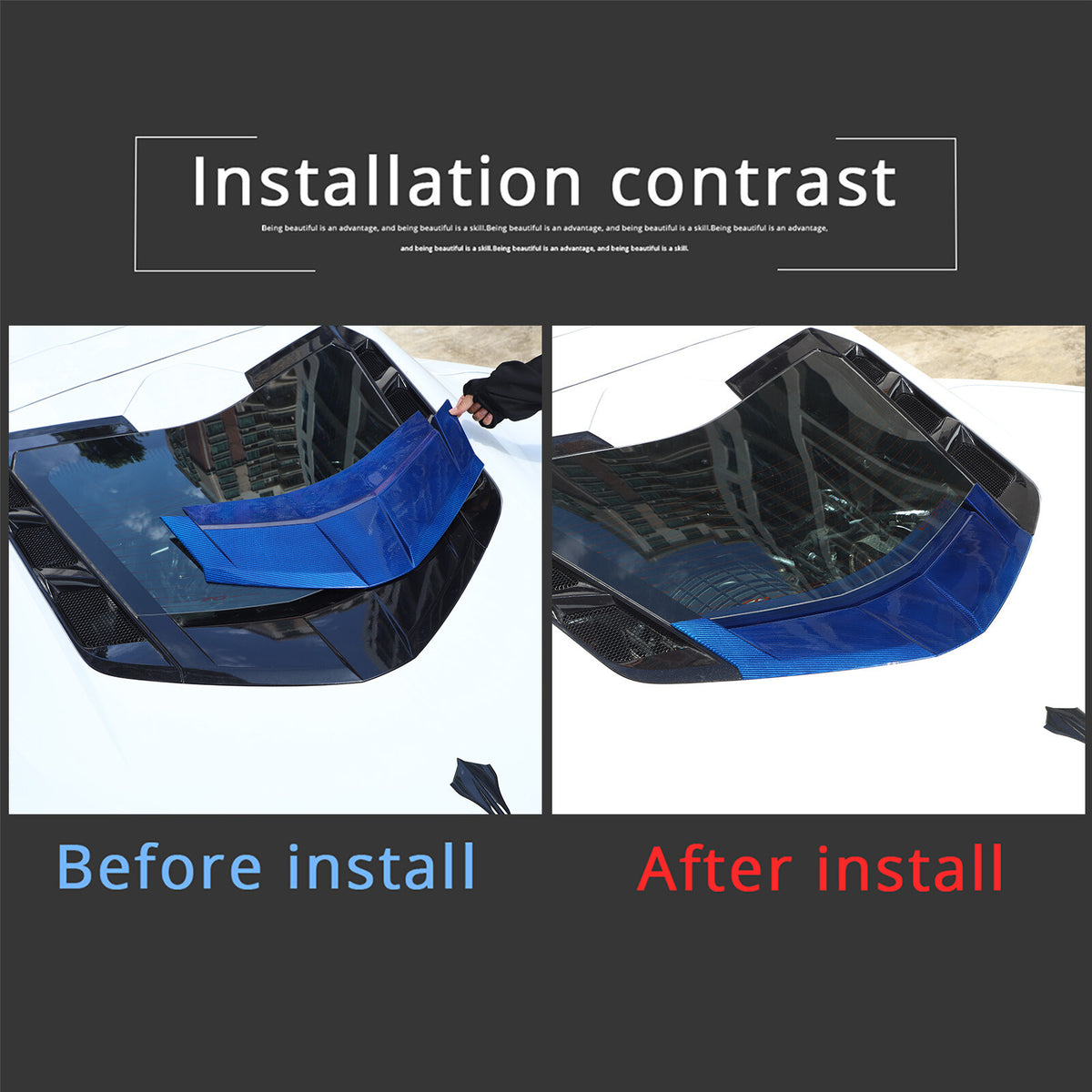 Blue Real Carbon Fiber Rear Window Lower Trim Cover For Corvette C8 Coupe 20-26 5