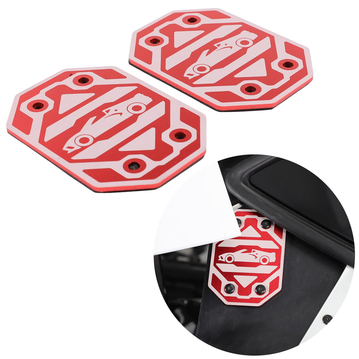 Replacement Red Aluminum Rear Quarter Window Emblem Badge For Corvette C8 20+ US 13