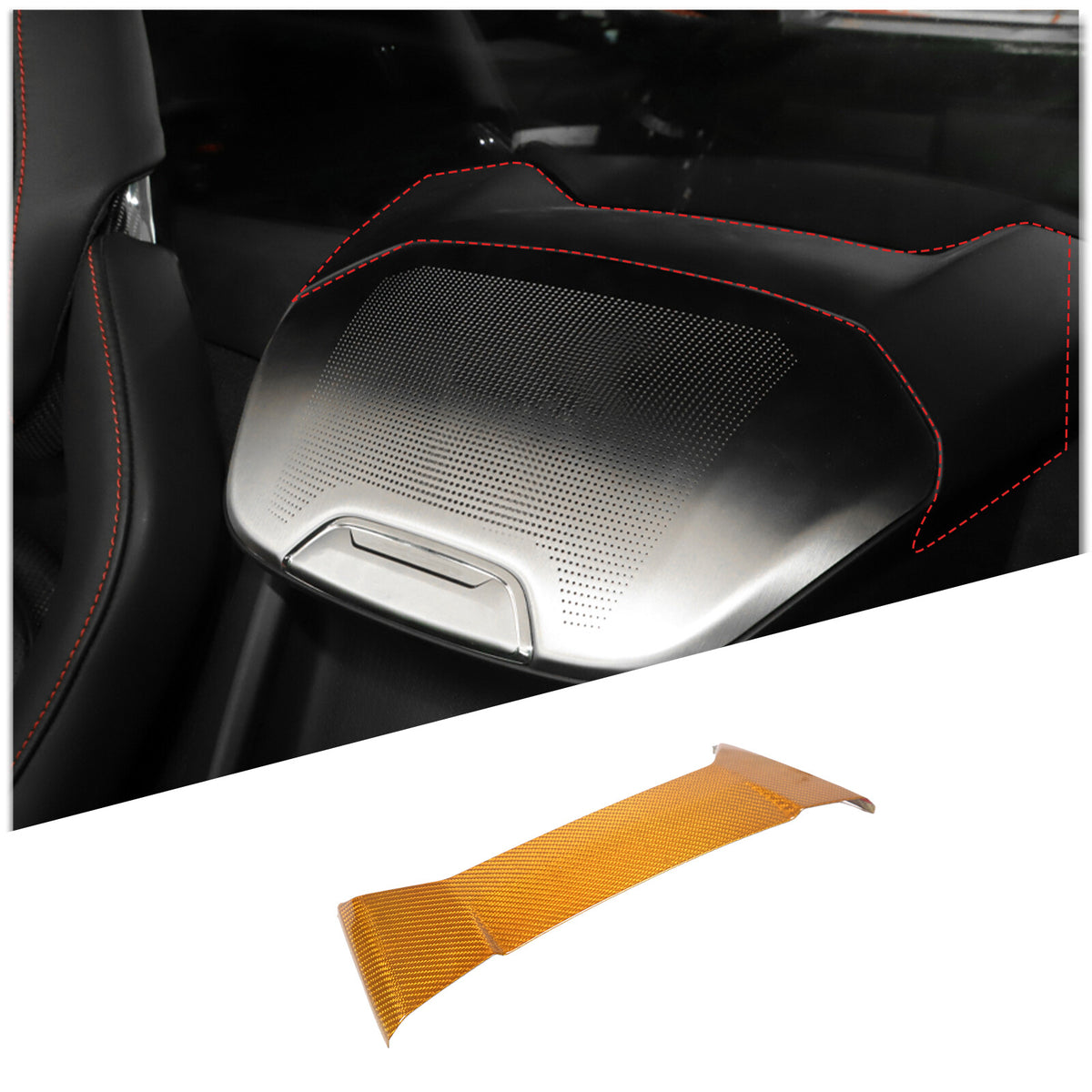 Yellow Carbon Rear Speaker Panel Trim For Corvette C8 Convertible 2LT 3LT 20+ 5