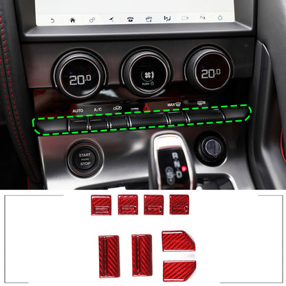 Red Carbon fiber AC Center Console Switch Button Trim For Jaguar F-Type 2013-24 4