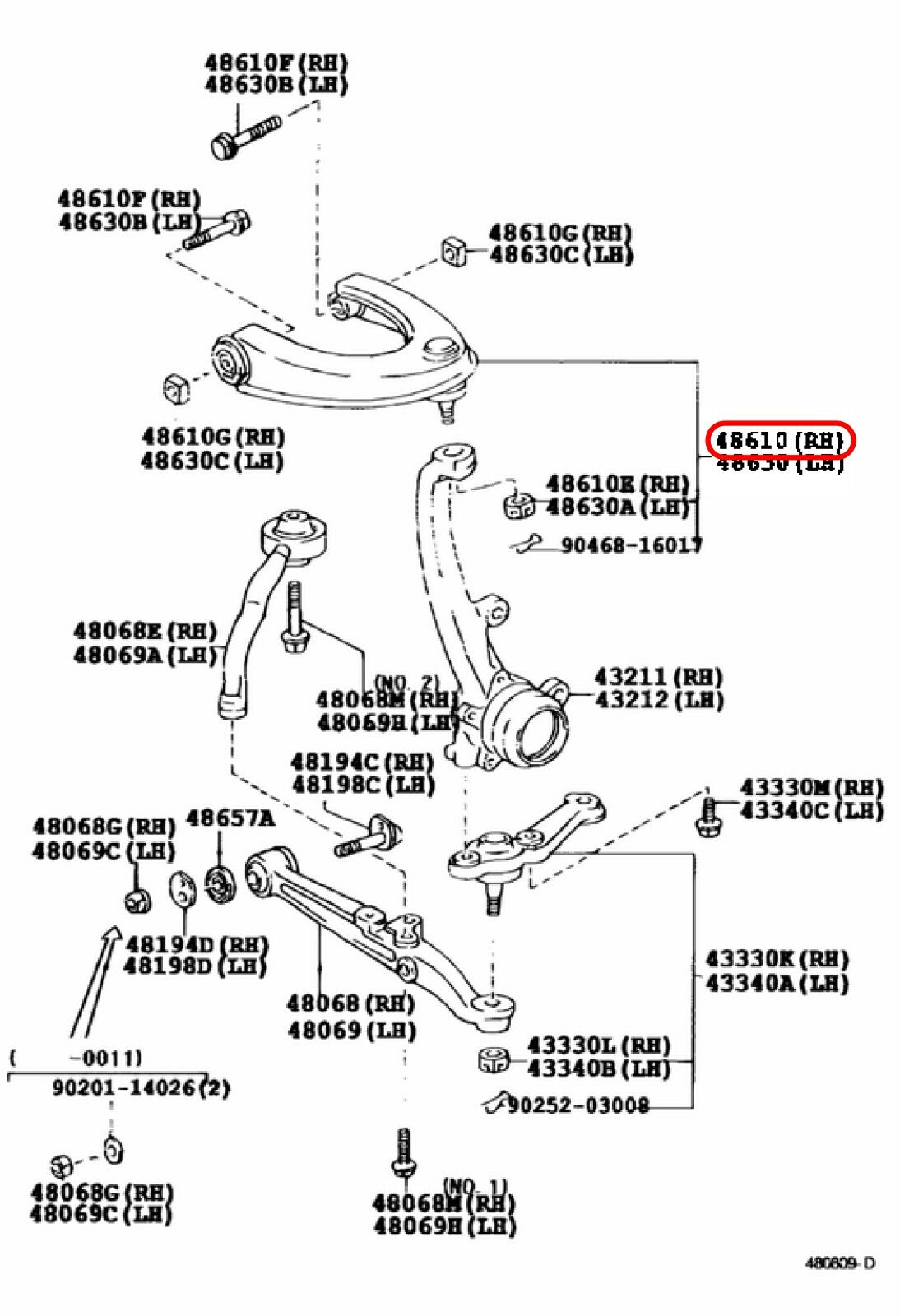 Lexus Toyota IS300 Genuine Front Control Upper Arm Right OEM 48610-59025 Japan 3