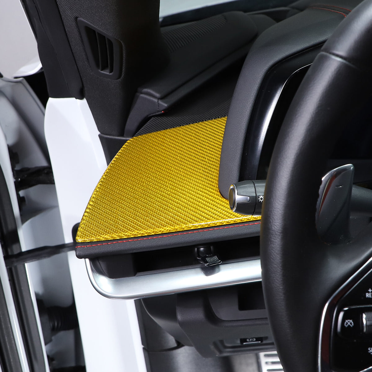 Yellow Carbon Fiber Car Driver Side Dashboard Cover Trim For Corvette C8 20-25 11