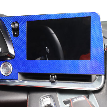Blue Real Carbon Fiber Dashboard Navigation Srceen Trim Cover For Corvette C8 9