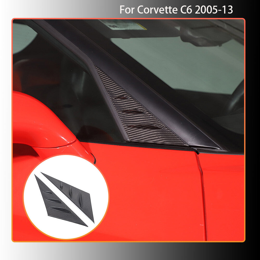 Real Carbon Fiber Window Triangle A-Pillar Cover Trim For Corvette C6 2005-13 1