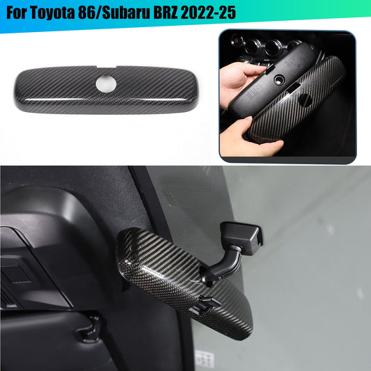Real Carbon Fiber Interior Rearview Mirror Cover For Toyota 86/Subaru BRZ 22-25 1