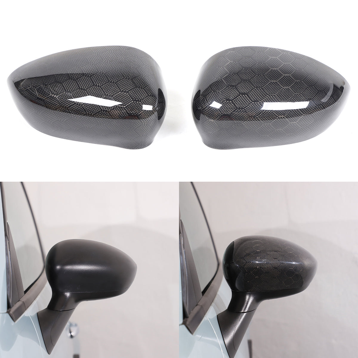Honeycomb Carbon Fiber Exterior Side Mirror Trim For Fiat 500 Abarth 595 2010+ 24