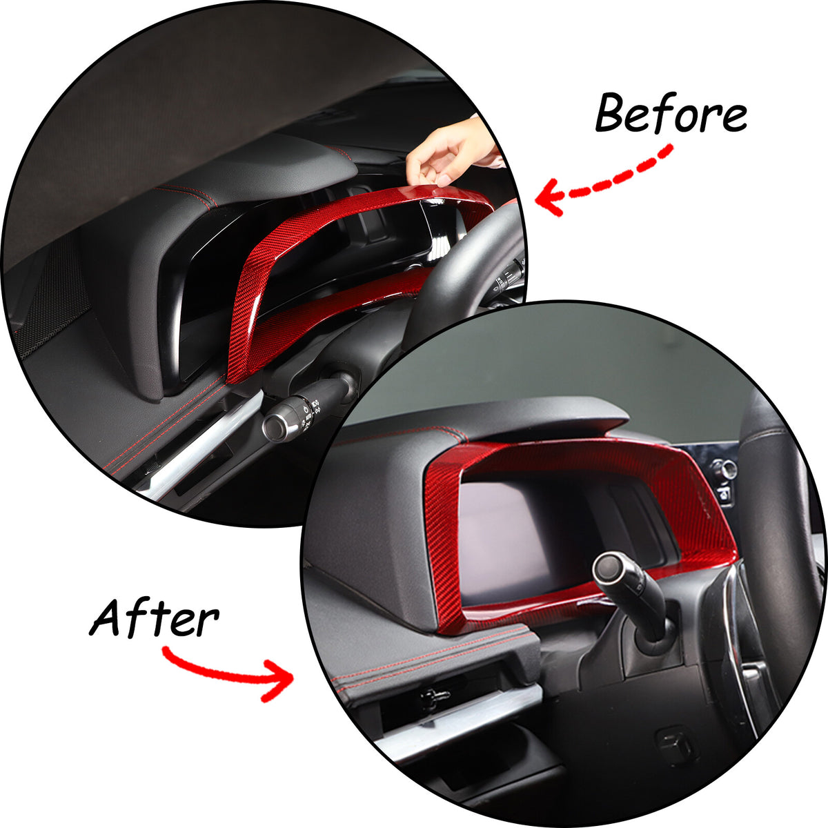 Red Real Carbon Fiber Dashboard Frame Instrument Cover Trim For Corvette C8 16