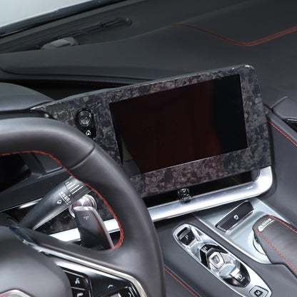 Forged Real Carbon Fiber Dashboard Navigation Srceen Frame Trim For Corvette C8 12