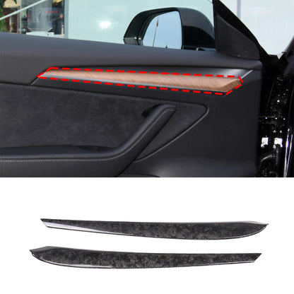 Forged Real Carbon Fiber Inner Door Panel Strip Trim For Tesla Model 3 Y 2021-22 3