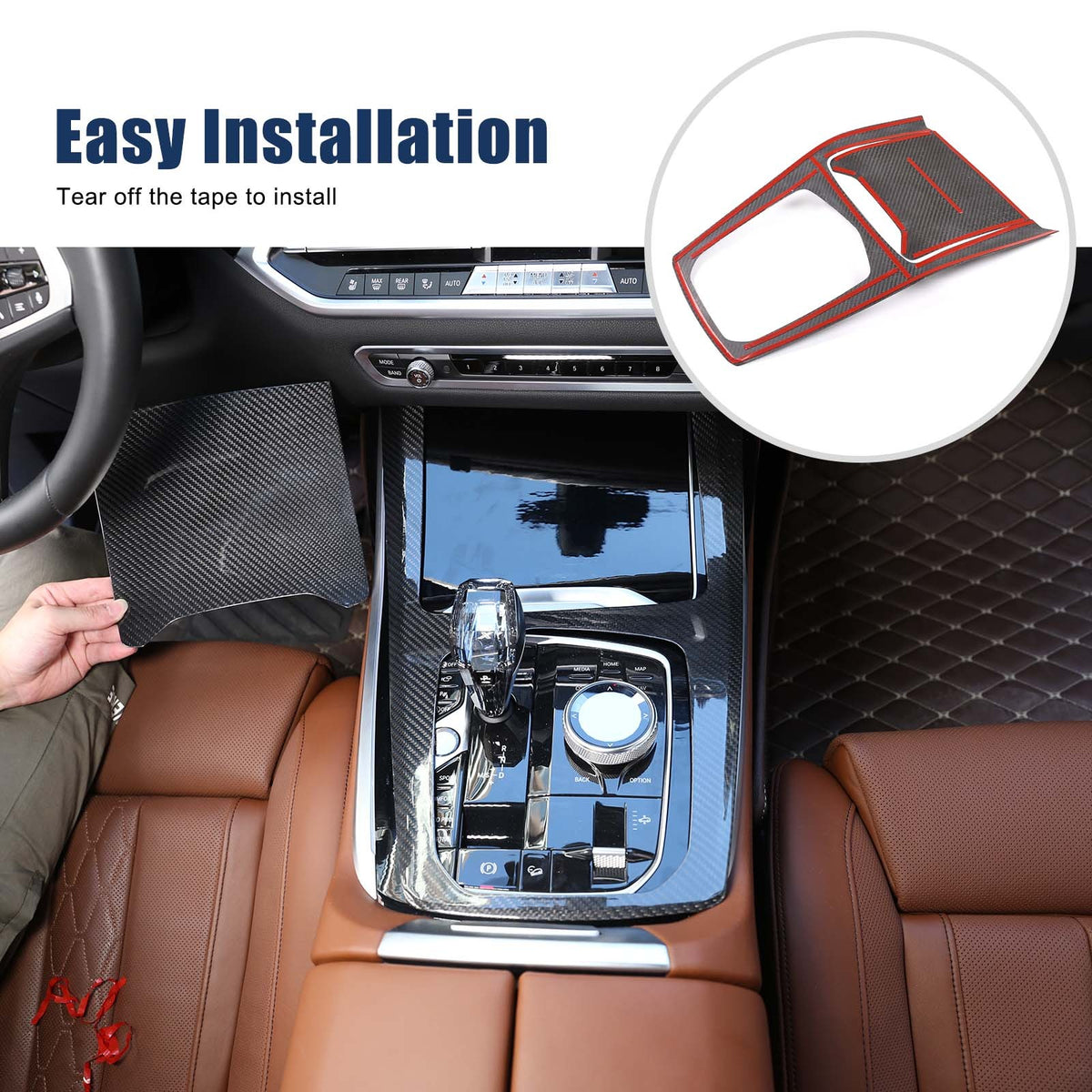 Real Carbon Fiber Car Center Console Gear Panel Cover For BMW X5 X6 X7 G05 G07 11