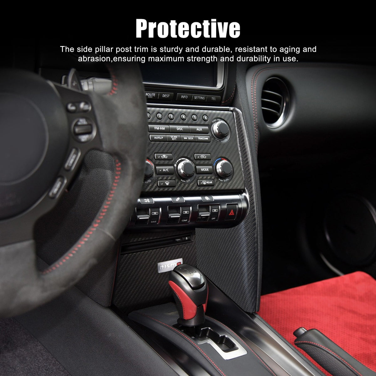 Real Carbon Fiber Mode Button Side Cover Trim For Nissan GT‑R R35 2008‑2016 21