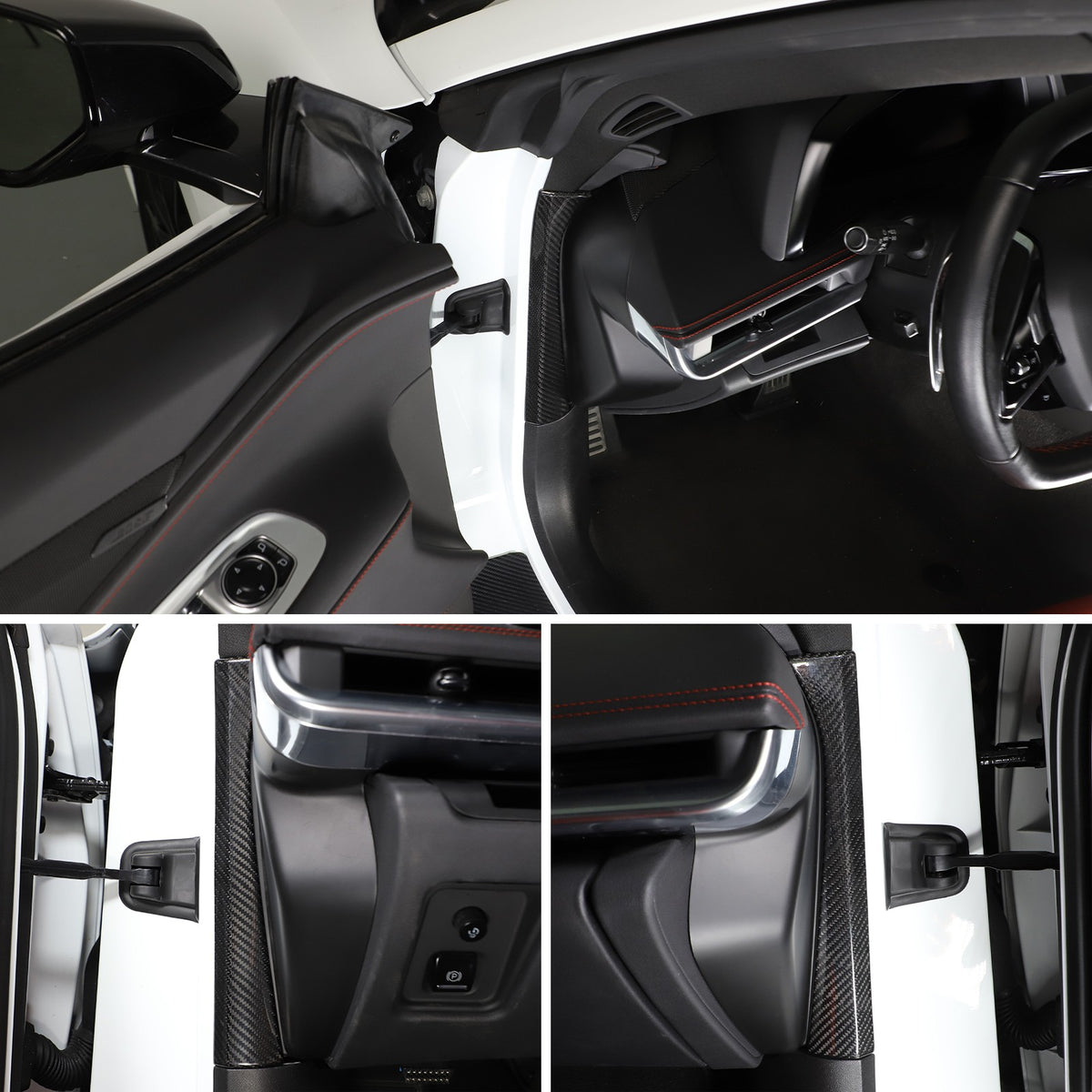 Real Carbon Fiber Inner Interior Door Pillar Trim For Corvette C8 2020+ 6