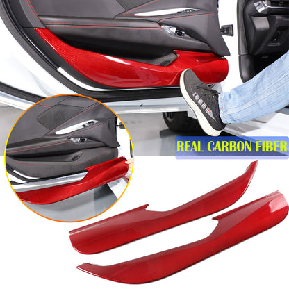 Red Carbon Fiber Inner Door Anti-Kick Panel Trim Cover For Corvette C8 2020-26 6