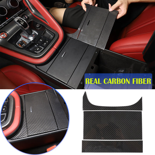 Real Carbon fiber Center Console Water Cup Panel Cover Trim For Jaguar F-TYPE 1