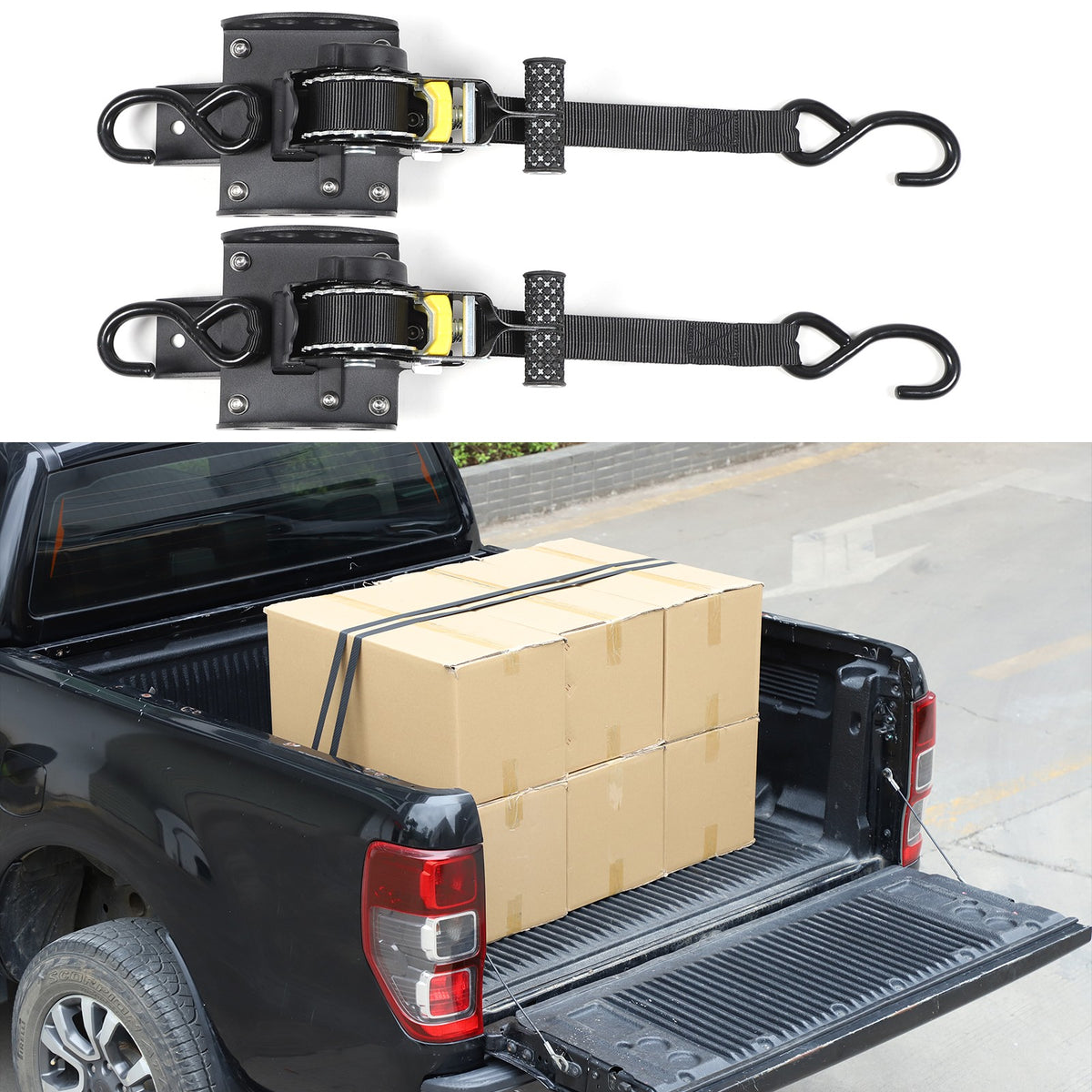 Carbon Steel Truck Bed Tie Down Ratchet Strap Trim For Ford Ranger T9 2023+ 1