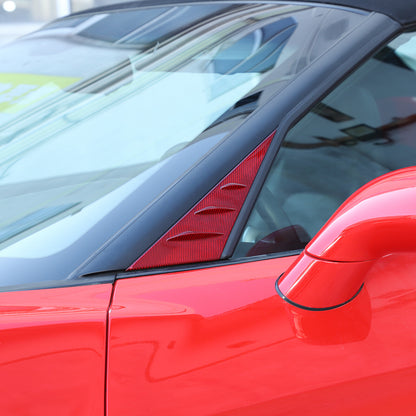 Red Real Carbon Fiber Window Triangle A-Pillar Cover Trim For Corvette C6 05-13 6