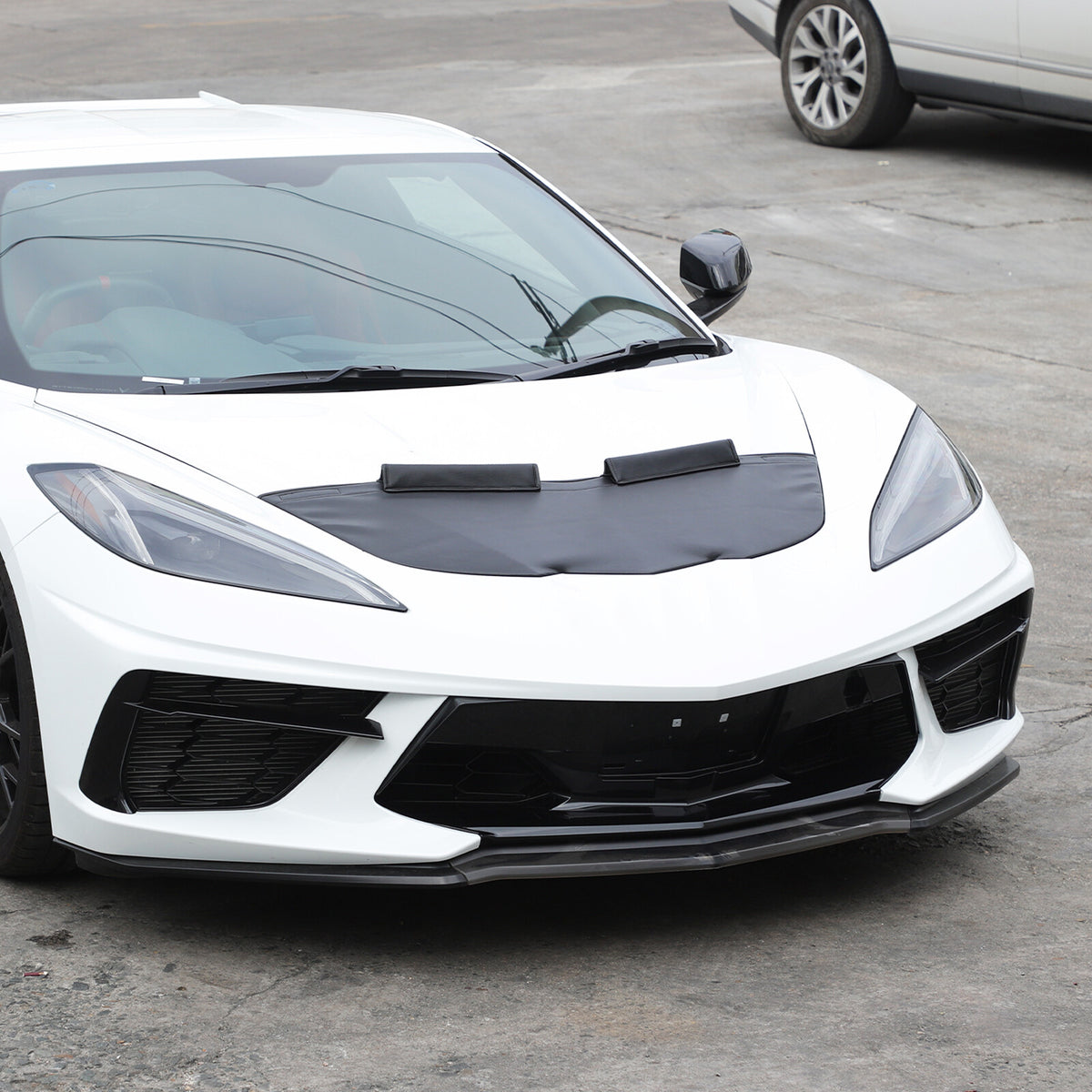 PU Leather Car Bonnet Hood Bra Wind & Bug Deflectors For Corvette C8 2020-26 US 2