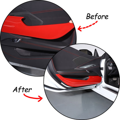 Sports Red ABS Interior Door Anti-kick Panel Cover Trim For Corvette C8 20+ US 3