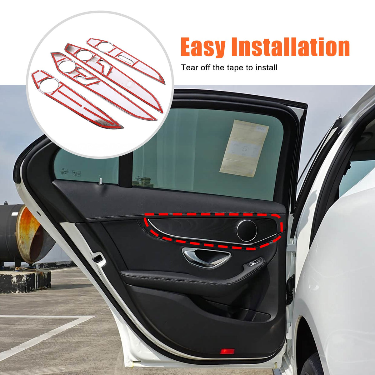 Oak Wood Grain ABS Interior Door Panel Trim For Benz C-Class W205 2015-2021 US 4