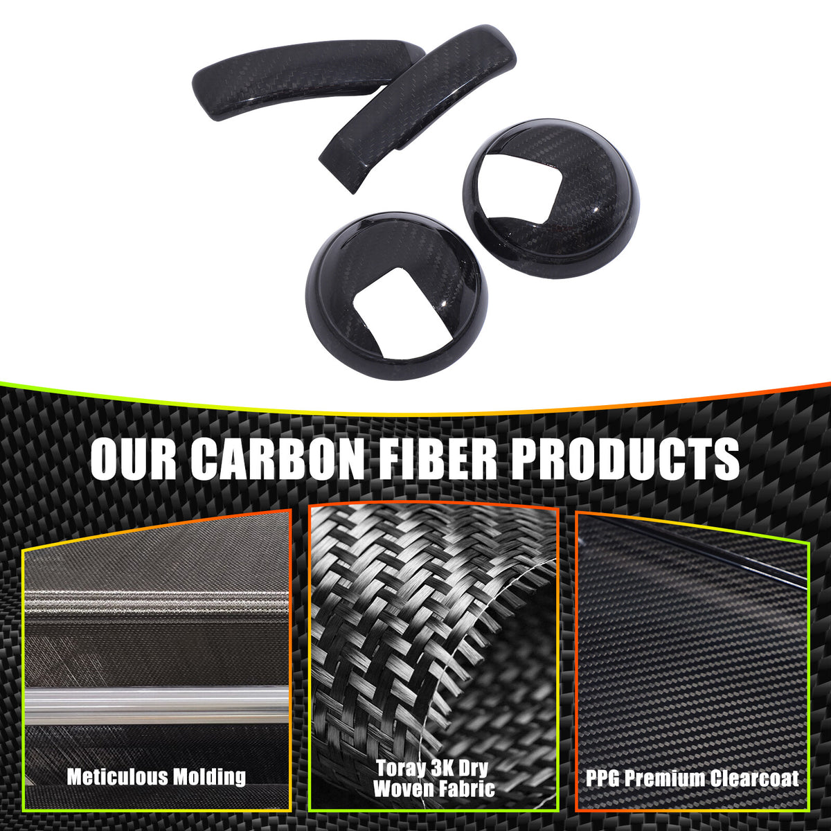 Real Carbon Fiber Interior Door Handle Trim For Fiat 500 Abarth 595 695 2010+ 8
