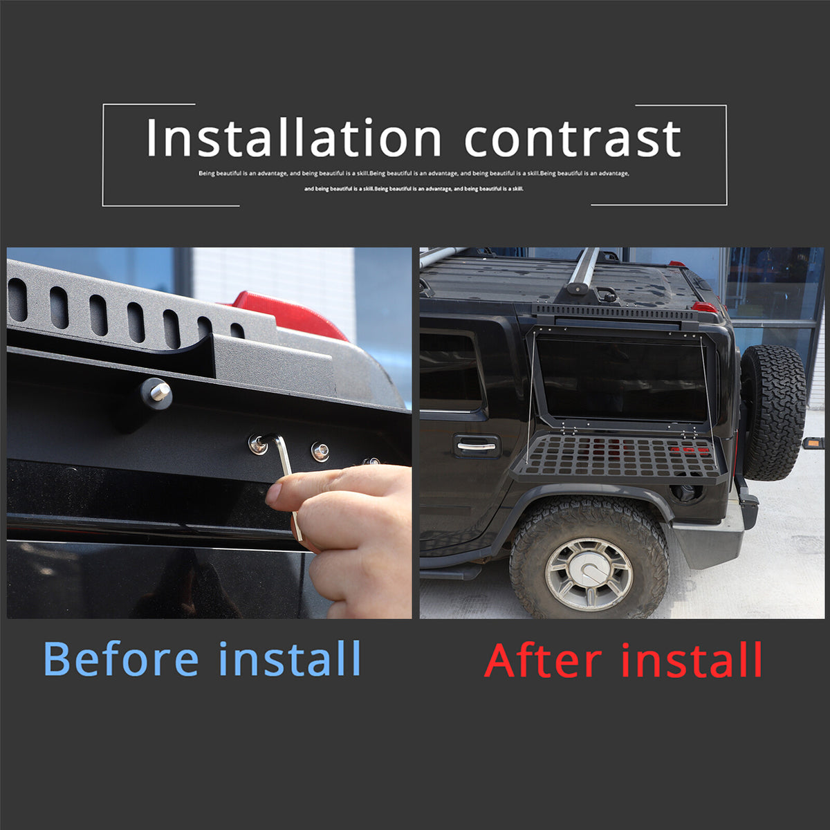 Rear Window Outer Right Side Molle Panel Foldable Table For Hummer H2 03-09 13