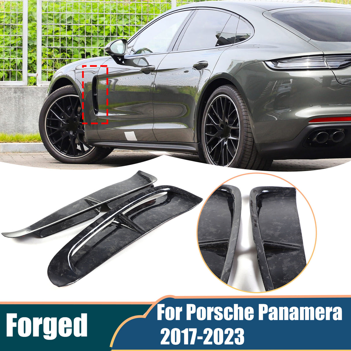 Forged Carbon Fiber Rear Side Fender Air Outlet Trim For Porsche Panamera 17-23 1