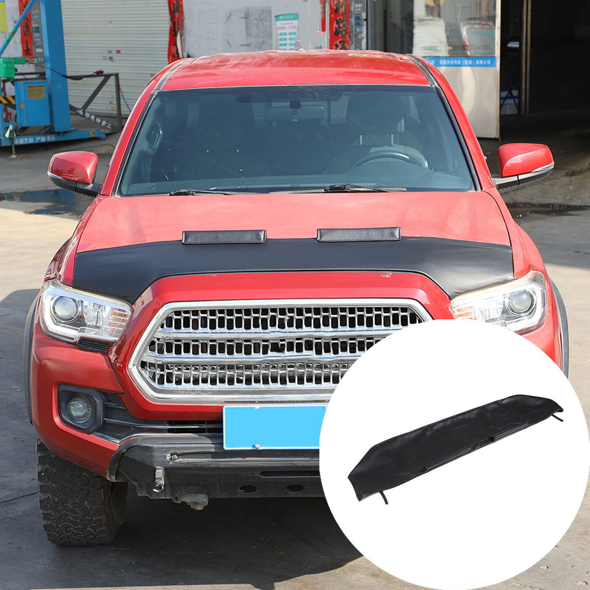 Black Car Bonnet Hood Bra Protector Mask Cover For Toyota Tacoma 2016-23 20