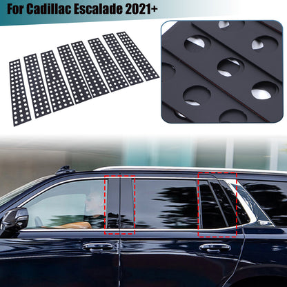 Black Alloy Center Door Pillar Post Mirror Trim Set For Cadillac Escalade 2021+ 1