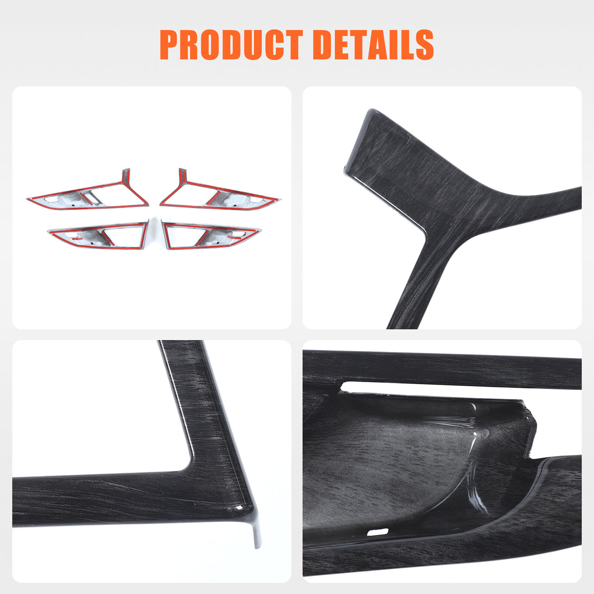 Black Grain Interior Door Handle Cover Trim For BMW X1 U11 /X2 U12 2023+ 3