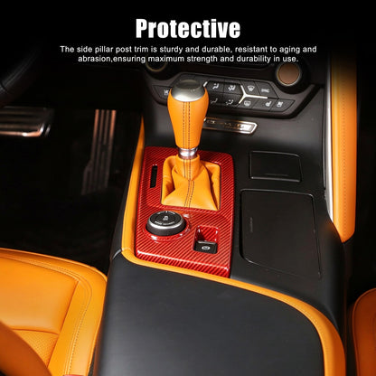 Red Real Carbon Fiber Gear Shift Trim Cover For Corvette C7 2014-2019 9