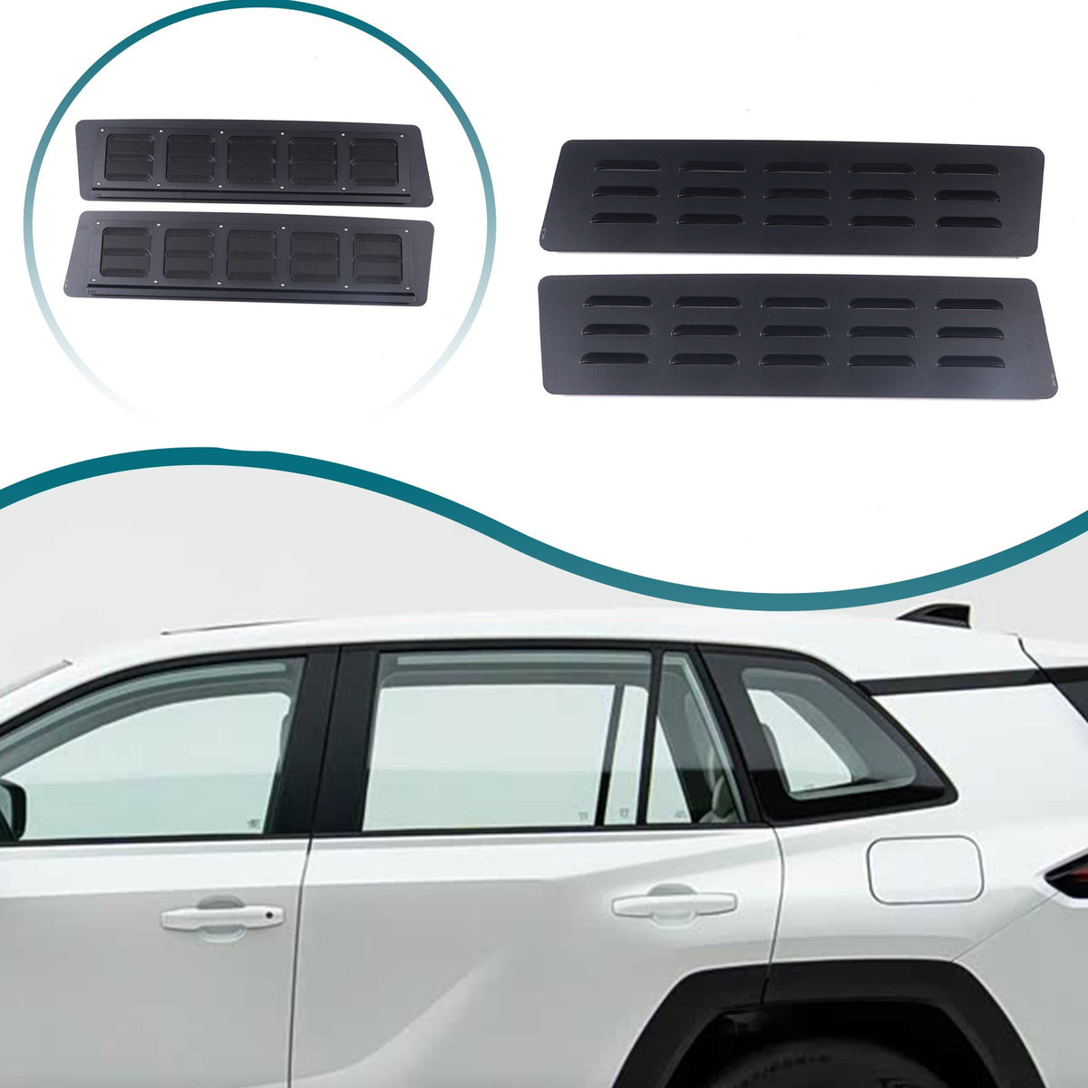 Aluminum Rear Door Window Louver Air Vent Panel Trim For Toyota RAV4 XA60 2026+ 1