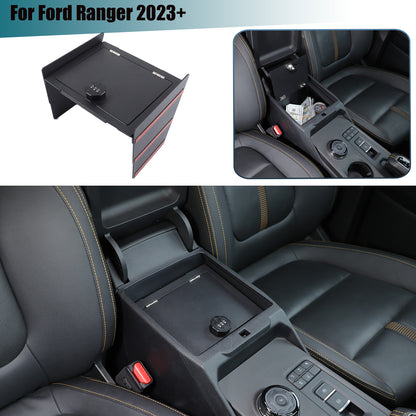 Center Console Safe GUN Armrest Storage Lock Box Tray For Ford Ranger T9 2023+ 1