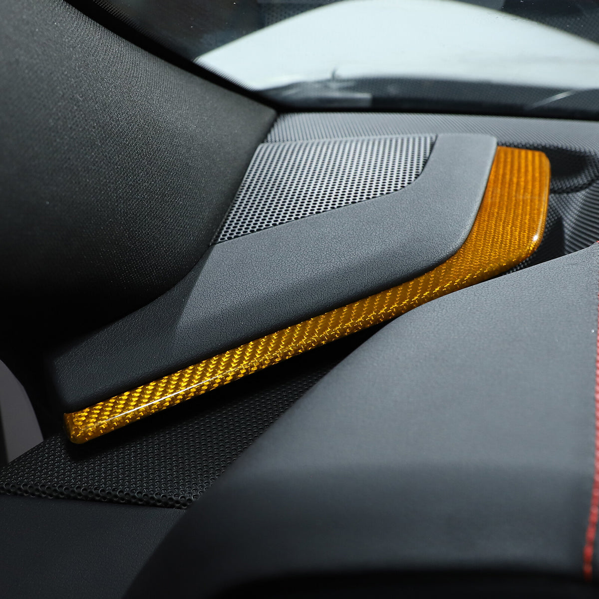 Yellow Carbon Fiber Console Side Dashboard Trim Strip For Corvette C8 20-25 5