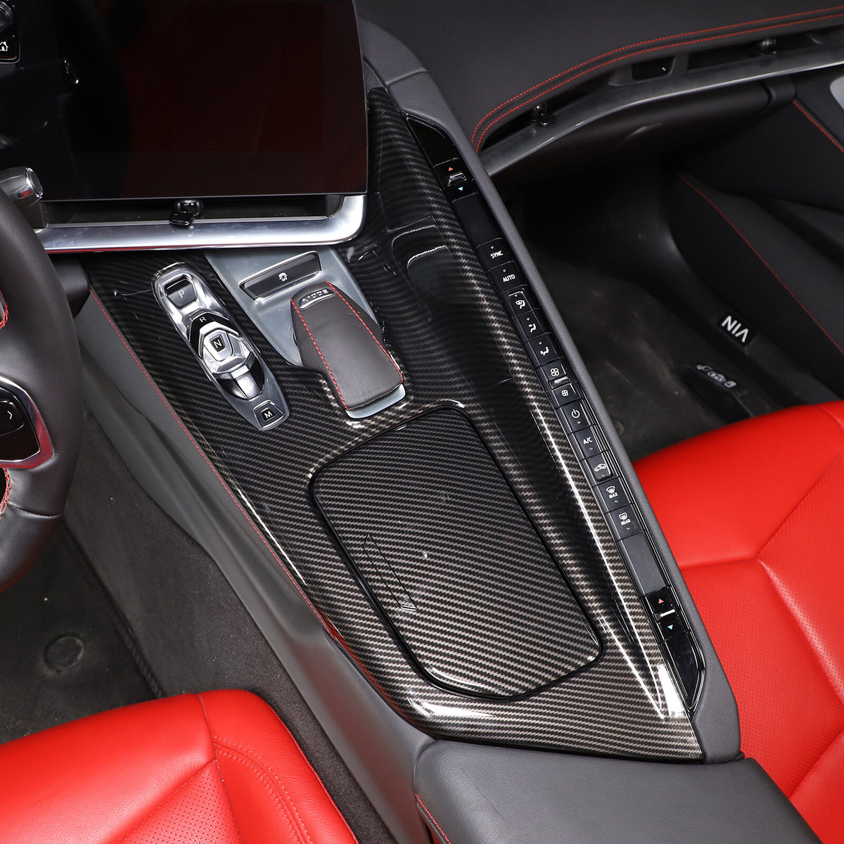 ABS Carbon Fiber Center Console Panel Trim Cover Fits For CORVETTE C8 2020-2024 12