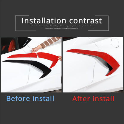 Red ABS Exterior Body Side Air Vent Cover Trim Molding For Corvette C8 2020-2026 12