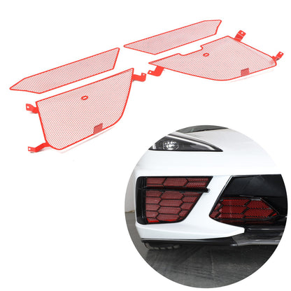 Red Steel Front Bumper Grille Mesh Screen Insect Guard For Corvette C8 2020 2