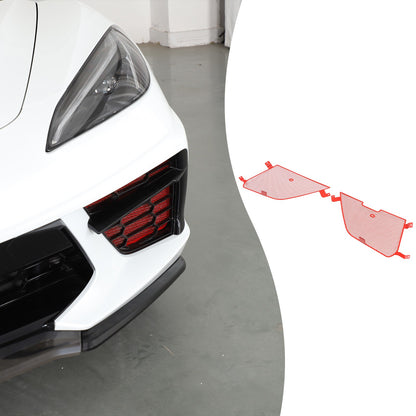Red Stainless Steel Front Grille Insect Screen Trim For Corvette C8 2020+ 3