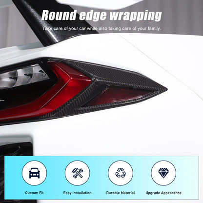Real Carbon Fiber Rear Taillight Side Trim Cover for Corvette C8 2020+ US 14