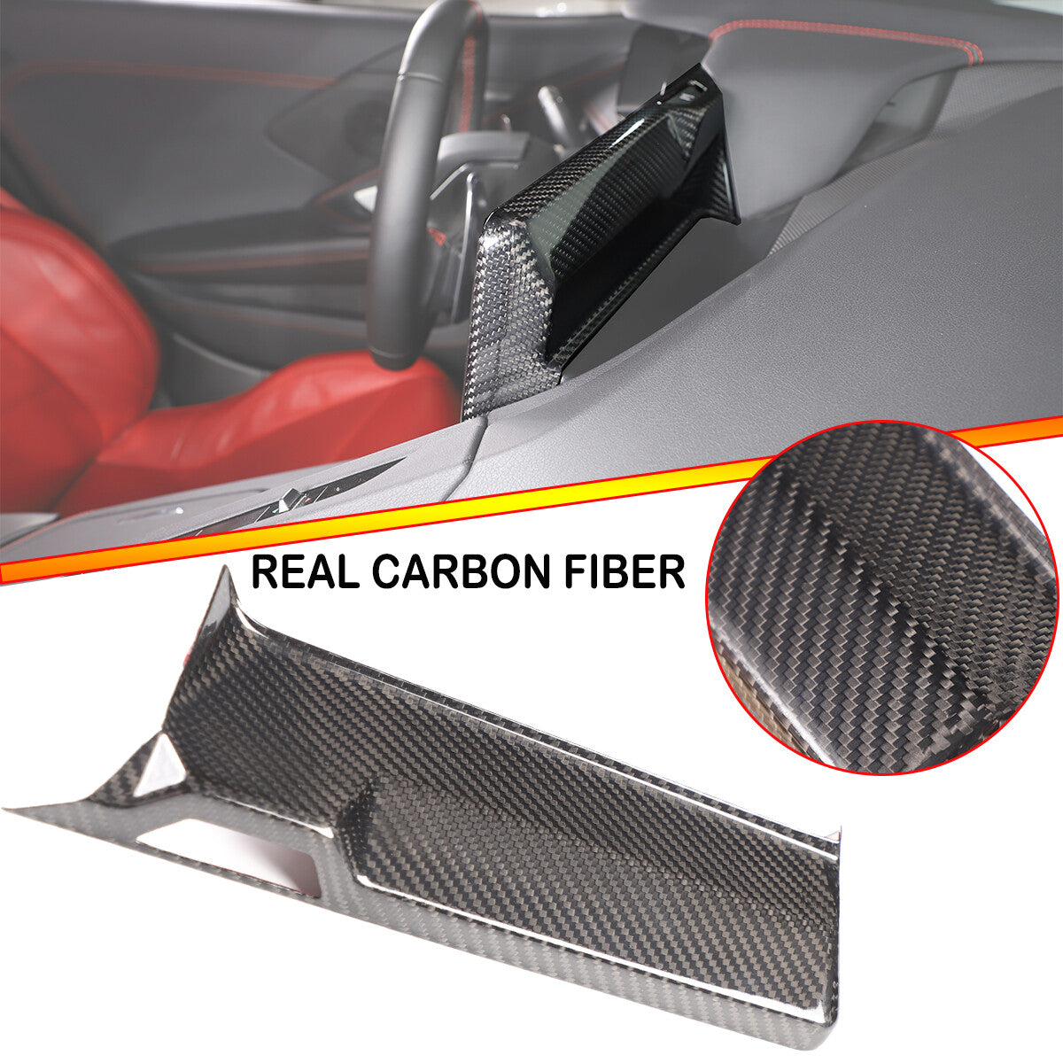 Real Carbon Fiber Center Console Screen Back Frame Trim For Corvette C8 2020-25 1