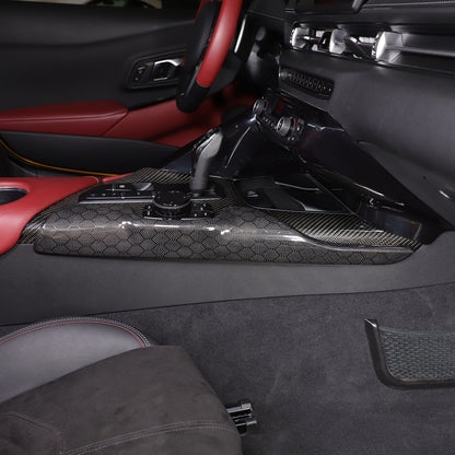 Real Carbon Fiber Console Gear Shift Frame Side Cover For Toyota Supra A90 19-25 14