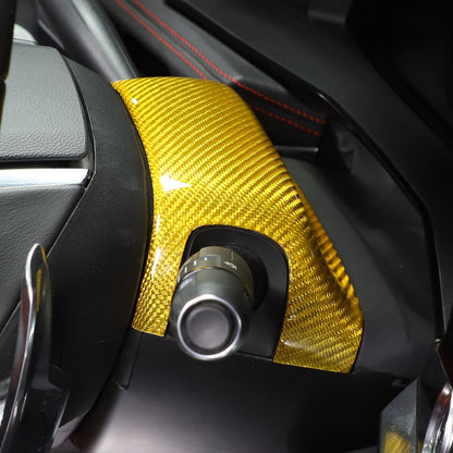 Yellow Carbon fiber Steering Wheel Base Trim Cover For Corvette C8 Z06 2020-26 12