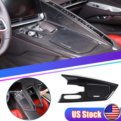 Real Carbon Fiber Console Gear Shift Panel Trim For C8 Corvette Z06 Z51 20-25 1