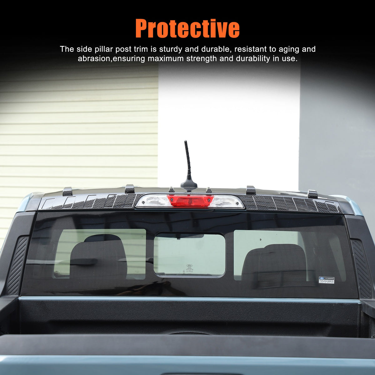 Carbon Fiber ABS Roof Rear Spoiler Trim Cover For Ford Maverick 2022+ 14