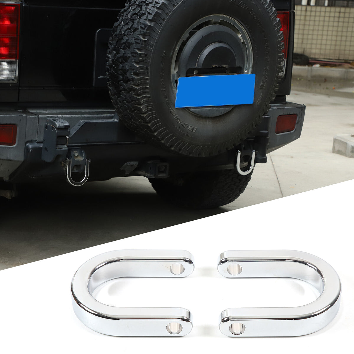 2PCS Silver Car Tow Hook Track Racing Trailer Ring For Hummer H2 2003-2009 US 2