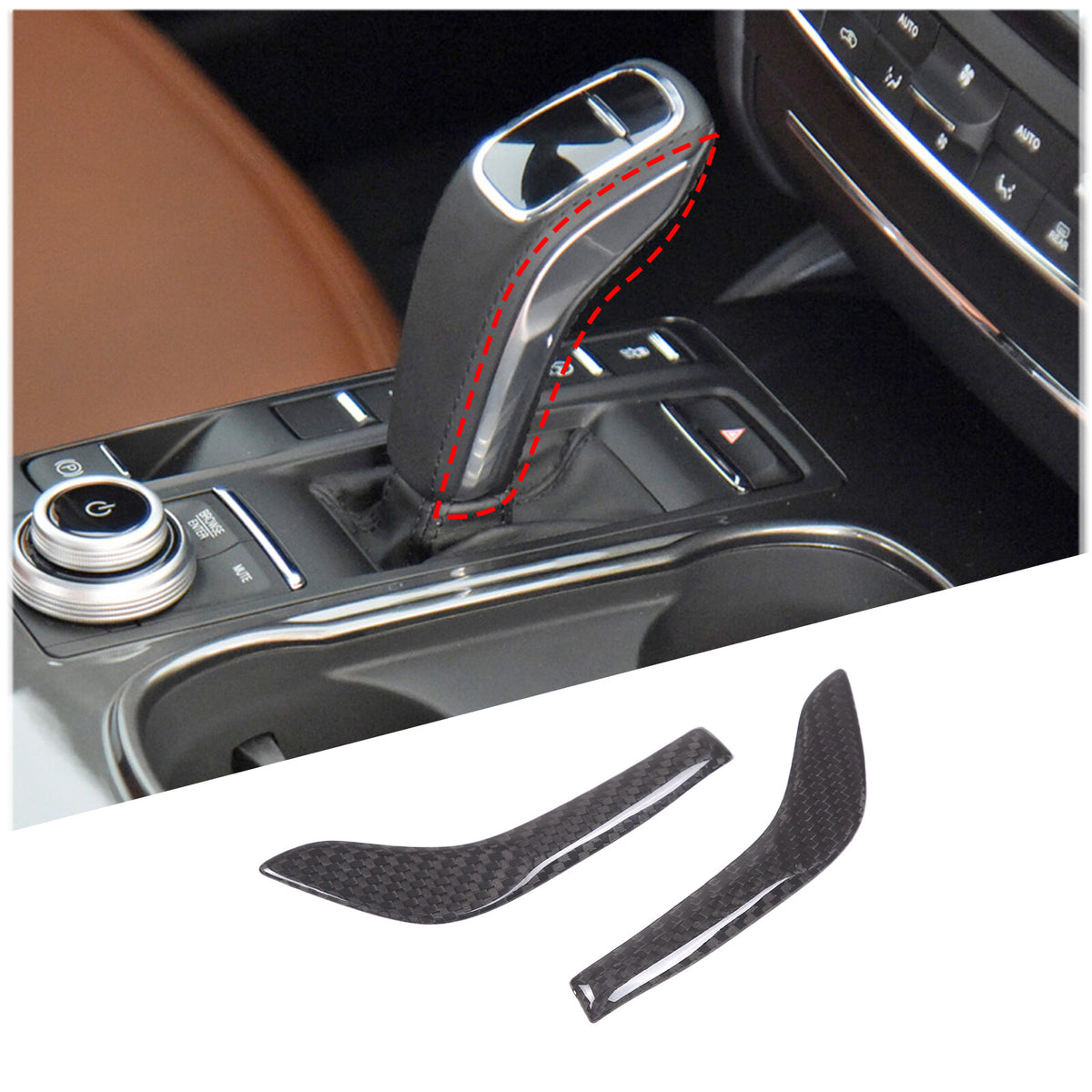 Real Carbon Fiber Gear Shift Knob Head Side Trim Cover For Maserati Ghibli 19-23 14