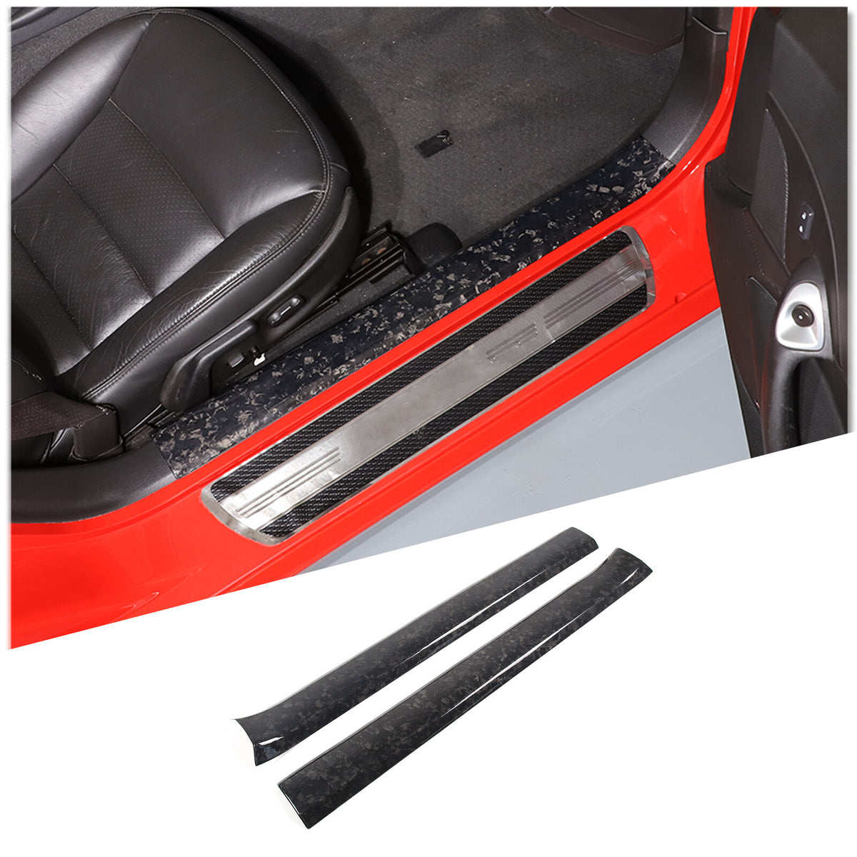 Forged Carbon Fiber Built In Scuff Door Sill Bar Plate For Corvette C6 2005-2013 4