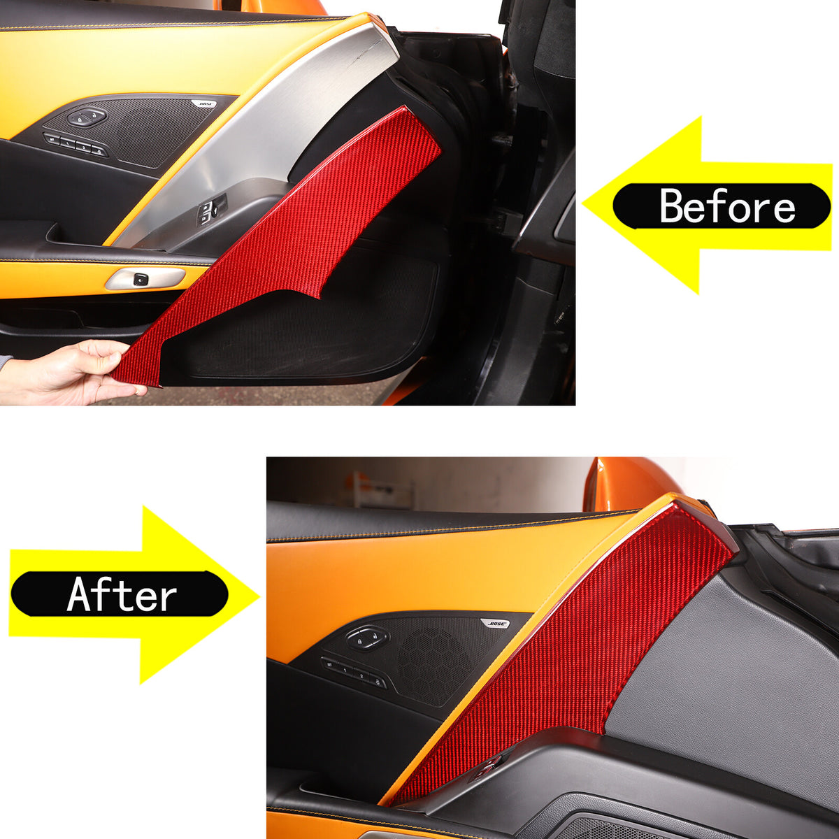 Red Real Carbon Fiber Interior Center Full Trim Set Kit For Corvette C7 2014-19 - Variants 6-10 33