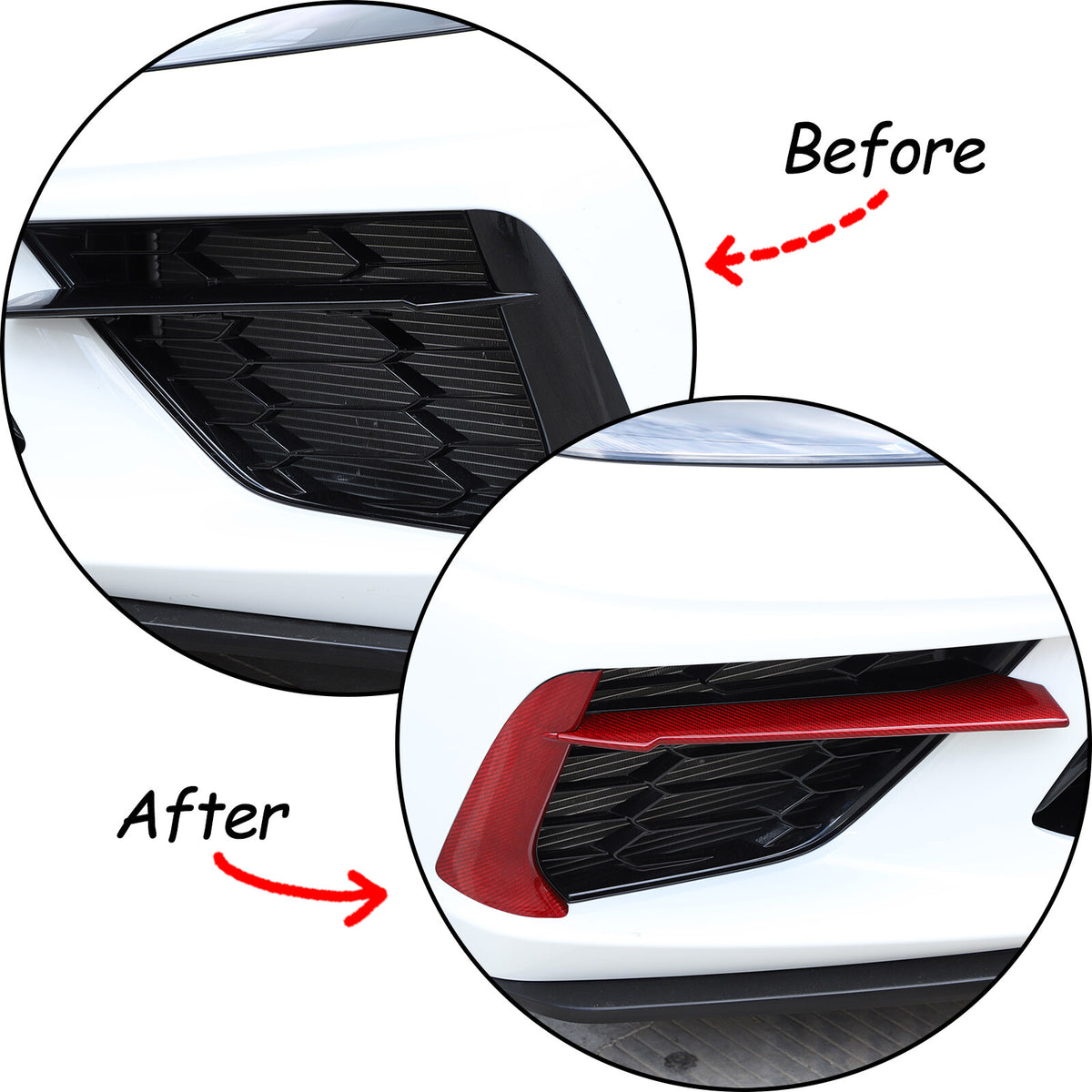 Red Real Carbon Front Grille Bumper Insert Trim For C8 Corvette Z51 Coupe 2020+ 10