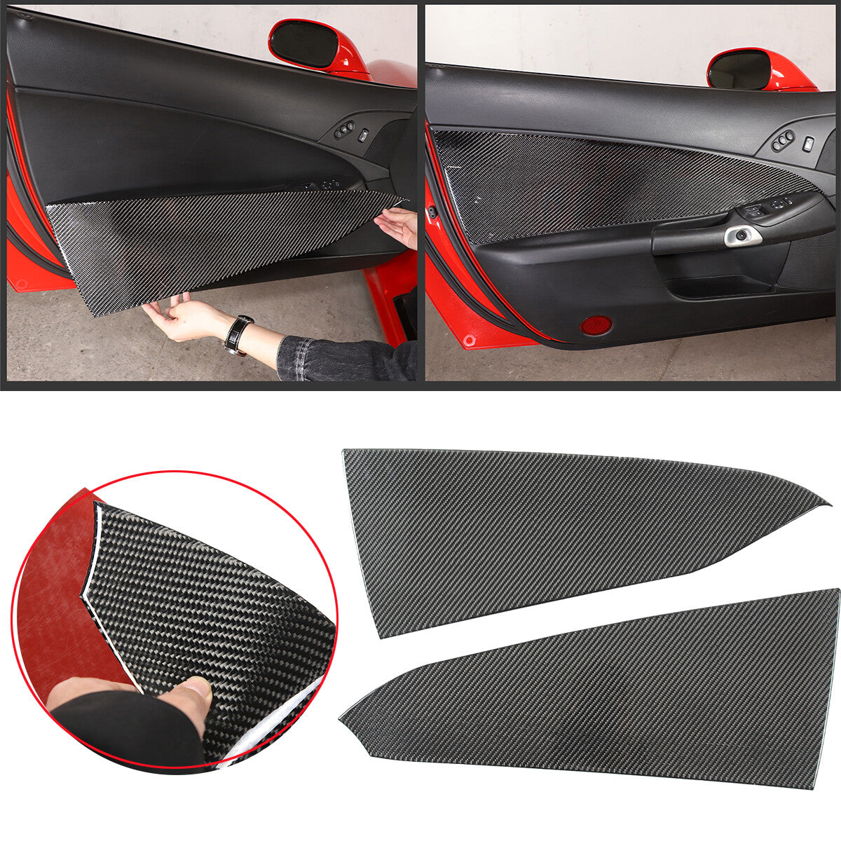 Soft Carbon Fiber Interior Anti-kick Door Panel Sticker For Corvette C6 2005-13 1